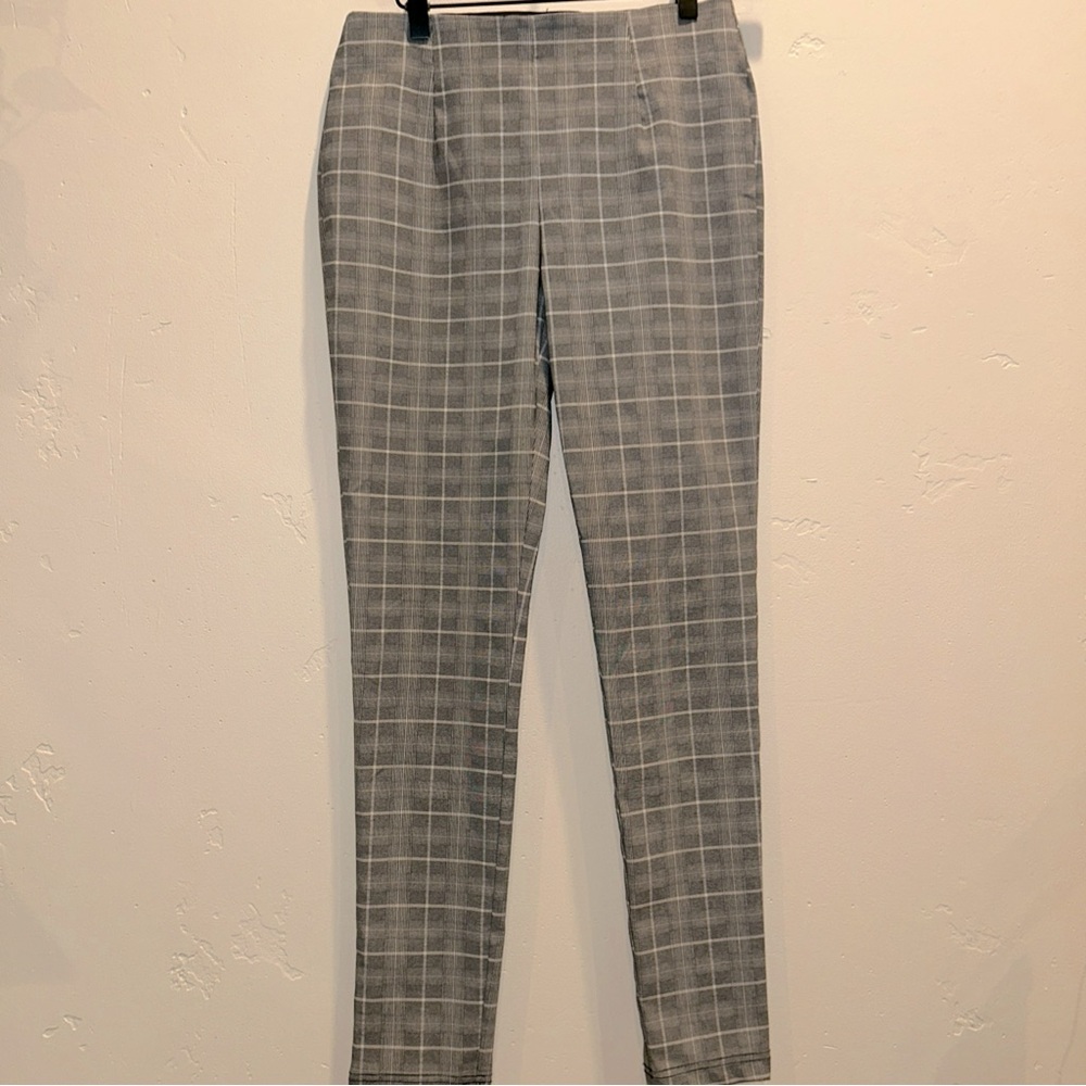 Calvin Klein Women Legging Pants  4 Gray Pull On Plaid Slim Fit Pants